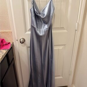 Blue Satin bridesmaid dress
